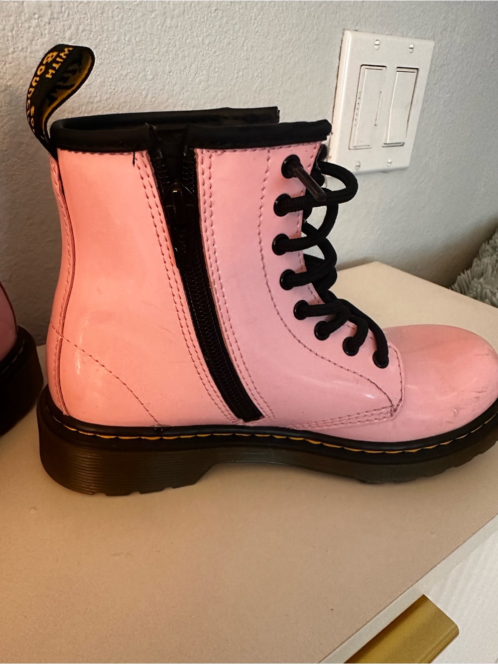Dr. Martens Lace-Up Pink Combat Boots for kids - Picture 3 of 5